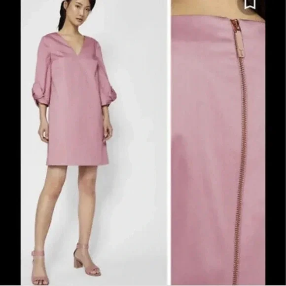 Ted Baker Pink Solyane Oversize Bow Sleeve Dress - Picture 2 of 9